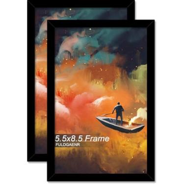 Imagem de FULDGAENR Conjunto de 2 porta-retratos de 14 x 21,5 cm, molduras pretas para certificado de pôster, moldura de parede/mesa de alta transparência com visor vertical horizontal (pacote com 2 | preto |