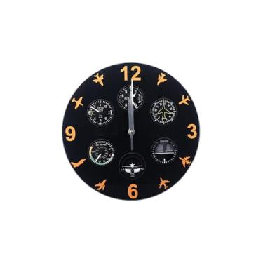 Imagem de Relógio de aviação, altímetro de aviação, relógio de parede, mostrador clássico estilo cabine de aeronave, presente de piloto