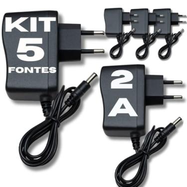 Imagem de Kit 5 Fontes 12V 2A de Alimentação Eletrônica Bivolt Adaptador AC/DC Cabo 90cm com Conector P4 Estabilizada