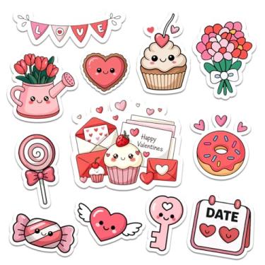Imagem de 12 peças de adesivos kawaii de amor fofos, desenhos românticos, presentes para adolescentes, meninas, esposa, marido, namorado, namorada, para laptop, garrafa de água, copo, caderno, diário, scrapbook