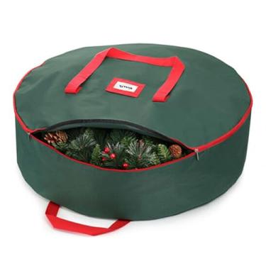 Imagem de CYTJHMD Recipiente de armazenamento de guirlanda de Natal, capa de recipiente de armazenamento de guirlanda grande de Natal, material Oxford 600D durável, bolsa de armazenamento com zíper duplo para