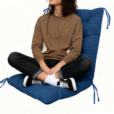 Imagem de Almofada de cadeira de encosto alto, almofadas de assento para cadeira de pátio ao ar livre, almofada de assento reclinável macia para cadeira de jardim com encosto para escritório, casa, cadeiras de