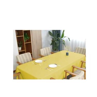 Imagem de Toalha de Mesa Linho Rústico Texturizada – 4 6 8 e 10 Lugares – Decoração de Sala e Jantar (Amarelo,2,00m (6 lugares))