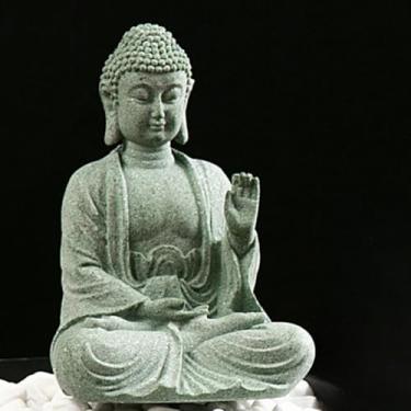 Imagem de FENNYYAR Estátua de Budismo Estilo Chinês Decoração Mini Estatueta de Buda 10 cm 9,9 cm, Topper de Mesa Decoração de Mesa Estátua Zen para Casa