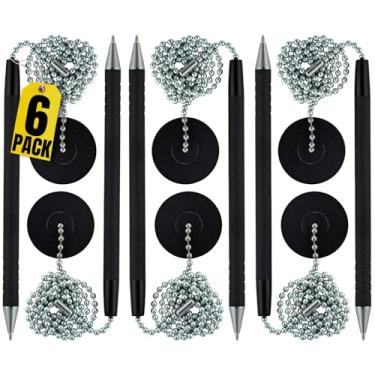 Imagem de 1InTheOffice Canetas de balcão seguras com correntes, caneta de segurança de balcão, canetas de balcão de borracha, tinta preta, pacote com 6