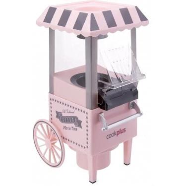 Imagem de Máquina de pipoca rosa de milho pronta em 5 minutos 15x39 cm design nostálgico máquina de fazer pipoca