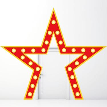 Imagem de Decoração de festa noturna de cinema, luzes de estrelas, faixa de porta com tema de filme, adereços de cabine de fotos, estrelas, estrelas, sinal de varanda, pano de fundo para filmes, carnavais