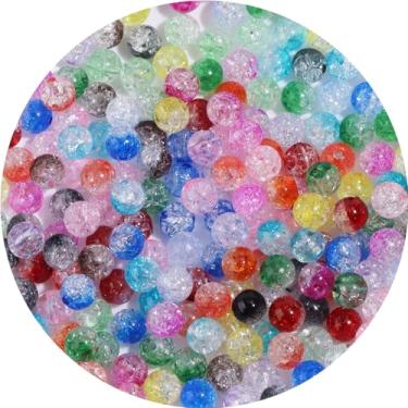Imagem de 500 peças de contas redondas de acrílico rachadas lisas de 8 mm para artesanato para pulseira faça você mesmo, colar, brincos, chaveiro, feminino, suprimentos para fabricação de joias, cores mistas