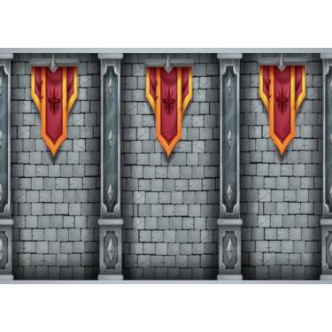 Imagem de CORFOTO Pano de fundo de castelo medieval de 3 x 2,4 m para parede interior de castelo de pedra palácio rachado para crianças, adultos, decoração de festa medieval, vídeo game, cenário de estúdio