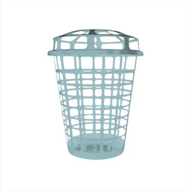 Imagem de Cesto Telado Grande 60 Litros para Guardar Brinquedos com Tampa(Azul)