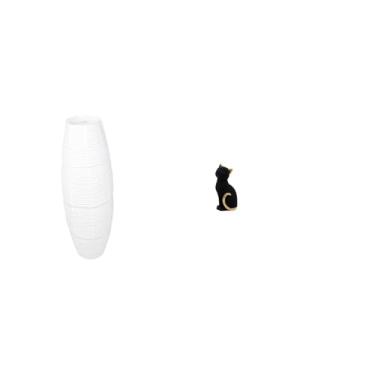 Imagem de Whtkoph Elegante Luminária de Chão em Resina No Formato de Um Gato com Cúpula de Papel. Escultura Animal única. Ideal para Quarto, Sala de Estar Ou de En