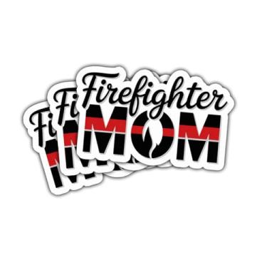 Imagem de 3 peças adesivo mãe bombeiro engraçado bombeiro fino linha vermelha chama presente para mamãe de bombeiros bombeiros mãe corpo bombeiro carro decalque para laptop garrafa caderno caixa de ferramentas