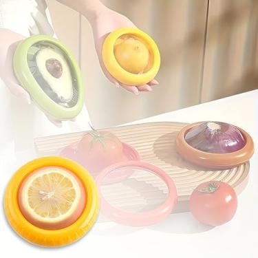 Imagem de 1 caixa de armazenamento de frutas de grande capacidade, hermética, sem BPA, design empilhável para abacate, cebola, limão e legumes para geladeira, amarelo