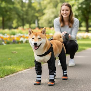Imagem de Botas Suspensórias para Cães,Impermeável Antiderrapante,Botas Anti-Deslizantes Para Cães Com Faixa Refletora | Para Patas de Filhotes em Condições de Frio Neve e