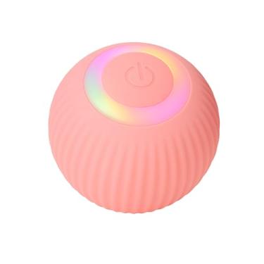 Imagem de Bola Giratória Inteligente para Gatos e Cães – Brinquedo Interativo PET Recarregável USB com Luz LED (Rosa)