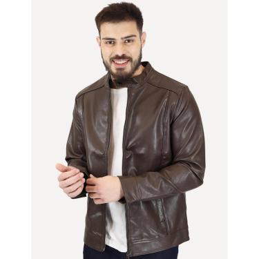Imagem de Jaqueta Victory Eagle Masculina PU Leather Recortes Marrom-Masculino