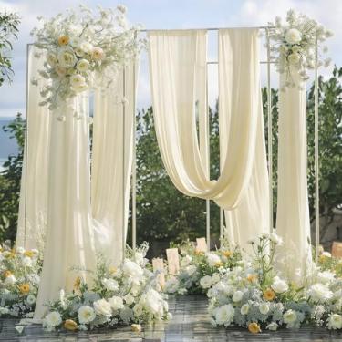 Imagem de Shillance Tecido drapeado de arco de casamento marfim, 2 pacotes de 73,7 cm x 5,88 m de tecido transparente, cortina de arco, cortina de teto, para decoração de festa de aniversário