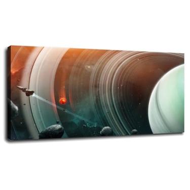 Imagem de Pôster de impressão em tela Space Planetary Wall Art Fings para casa conjunto de 1 decorações com moldura 33 x 20 cm