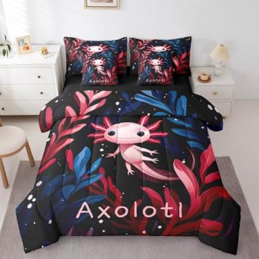 Imagem de Conjunto de edredom de 7 peças com estampa de animal de estimação anfíbio, animais selvagens, animais selvagens, vida marinha, kawaii, peixe andando