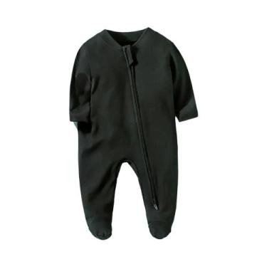 Imagem de Pijamas De Algodão Unissex Com Zíper E Mangas Longas Para Bebês De 0 a