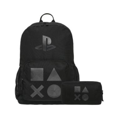 Imagem de Mochila Costas Estojo Simples Escolar PlayStation All Black - Pacific