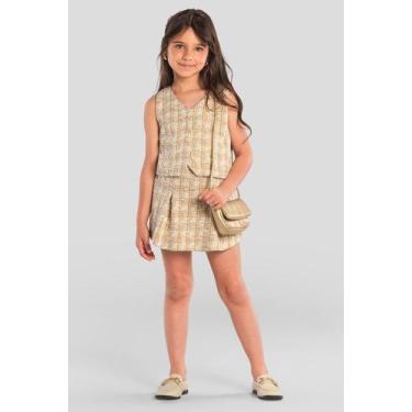 Imagem de Conjunto infantil menina quadriculado Mundi - 12, Marrom, 10