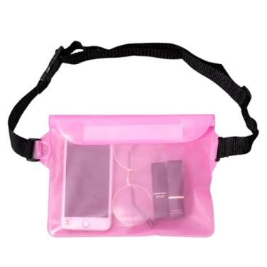 Imagem de Bolsa de telefone impermeável ao ar livre – Bolsa de cintura de PVC selada tripla para natação, praia, passeios de barco, alça ajustável e grande capacidade, rosa, Carteira