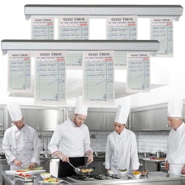 Imagem de Conjunto de 2 suportes de clipe de notas de 40 cm – Porta-recibos e bilhetes de metal para restaurante, cozinha, escritório, organizador de cheques, trilho para pedidos, faturas e uso comercial