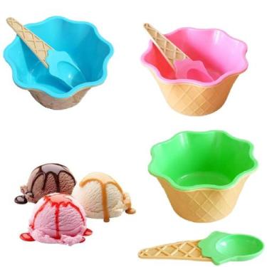 Imagem de Pote De Sobremesa Casquinha De Sorvete C/ Colher 250ml - Fx