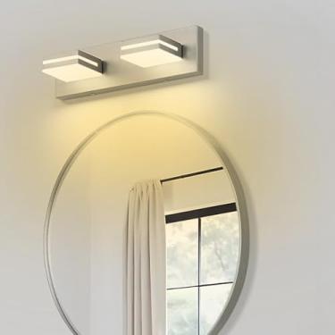 Imagem de Luz de espelho LED Arandelas de parede de banheiro Rotativo 350° Lâmpada de parede de ângulo ajustável Armário Iluminação de parede para sala de estar quarto penteadeira banheiro (Luz quente prateada