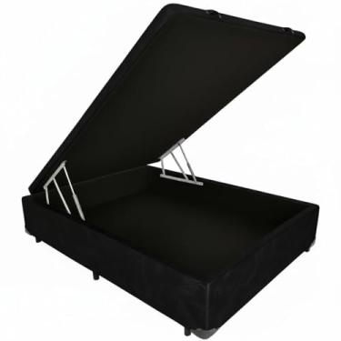Imagem de Cama Box Baú Viúvo Blindado com Pistão a Gás (188x128x42) (Corino Preto)