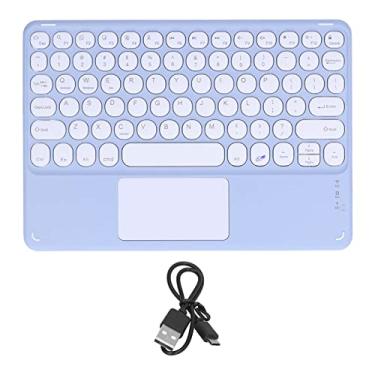 Imagem de Teclado Sem Fio Sensível Ao Toque, Teclas Redondas Teclado Ergonômico Teclado Ultrafino Portátil Teclado Touchpad Recarregável Para Tablets Laptops(Roxo)