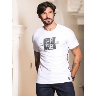 Imagem de Camiseta Branca Masculina Gola O Estampa Prata Pit Bull 87973