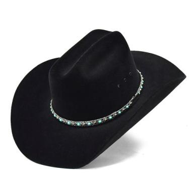 Imagem de Chapéu Americano Com Bandinha De Strass Feminino  Atrevidu's, Preto co