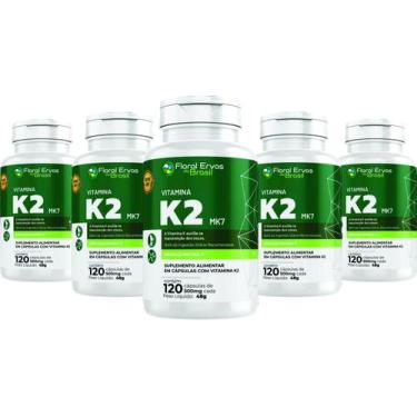 Imagem de Vitamina K2 Mk7 frascos 6x 120 capsulas 500mg floral ervas - Floral Er
