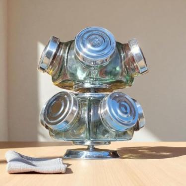 Imagem de Baleiro Giratório Médio Duplo, Vidro e Alumínio