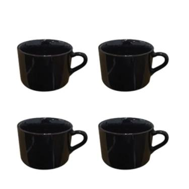 Imagem de Kit 16 Xícaras-Canecas de Porcelana 150ML - Alta Durabilidade para Café, Chá e Chocolate Quente, Ideal para Residência e Eventos (Preto)