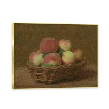 Imagem de NHLDZYH Moldura dourada. Tela de frutas botânicas vintage, impressão de estilo de pintura a óleo vintage, decoração de jantar country de fazenda, pronta para pendurar. A74. 60 x 80 cm.