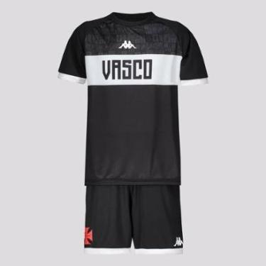 Imagem de Kit Infantil Kappa Vasco Supporter 2024 Preto e Branco-Unissex