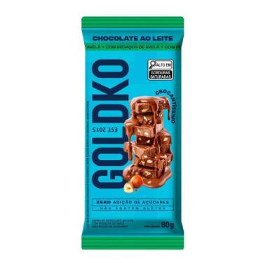 Imagem de Barra de chocolate ao leite com pedaços de avelã zero adição de açúcar