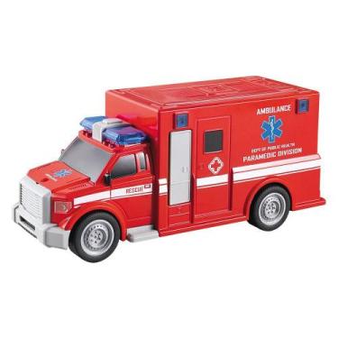 Imagem de Brinquedo Ambulancia Fricção C/ Luz E Som - Dm Toys, Vermelho