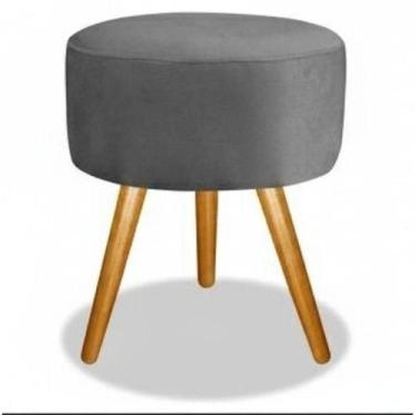 Imagem de Kit 02 Puff Redondo Pés Palito Cinza - SMF DECOR