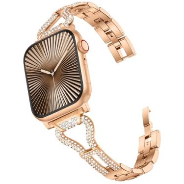 Imagem de Wepro Pulseira fina com diamantes brilhantes: para Apple Watch séries 11, 10, 46 mm, pulseira 6, 5, 4, SE, 3, 2ª geração, 44 mm, 9, 8, 7, 45 mm, ultra 3, 2, 1, 49 mm e 42 mm - para iWatch elegante