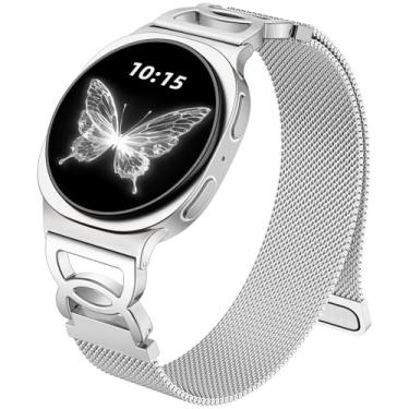 Imagem de Adorve Pulseira de metal compatível com Galaxy Watch 8 de 40 mm e 44 mm, Galaxy Watch 8 Classic de 46 mm, pulseira magnética milanesa sem lacunas para Samsung Watch com design exclusivo