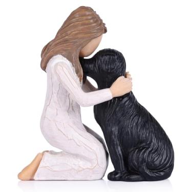 Imagem de XIYOUQI Estátuas de cachorro preto, presentes de memorial para perda de cachorro, estatueta de cães simpatia para amantes de animais de estimação, labrador de resina esculpido à mão, decoração de casa