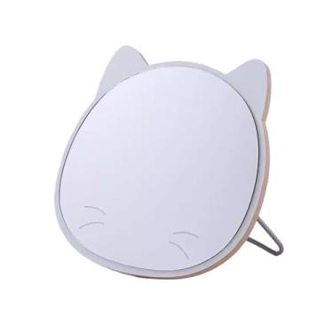Imagem de Espelho de maquiagem criativo bonito espelho de maquiagem casa quarto banheiro mesa espelho de vaidade vertical espelho portátil dobrável espelho de vaidade (C)
