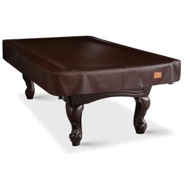 Imagem de BEARCOVER Capa de mesa de bilhar de couro sintético resistente, capa à prova d'água e à prova de rasgos para mesa de bilhar 7/8/9FT-Castanha de café - 16