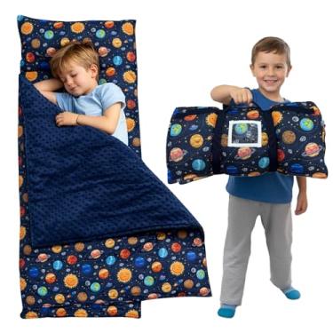 Imagem de ASFASA Tapete de cochilo infantil com travesseiro e cobertor, pré-escola, tapete de dormir para berçário, design de rolo portátil com alça, algodão ultramacio, lã, minky, lavável na máquina, adequado