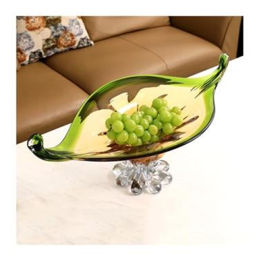 Imagem de Prato de frutas para decoração de frutas, prato de frutas de vidro transparente, cesta de frutas decorativa para balcão de cozinha, bancada de mesa, pratos de frutas para decoração de casa/prato de