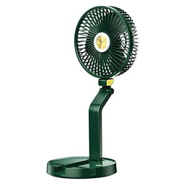 Imagem de Ventilador de Mesa LED 7 Polegadas 5200mAh Recarregável Plegável Portátil 3 Velocidades Parede com Luz Noturna e Suporte para Celular Viagem Escritóri